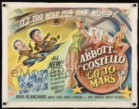 2y049 ABBOTT & COSTELLO GO TO MARS style B 1/2sh '53 art of wacky Bud & Lou with sexy space girls!