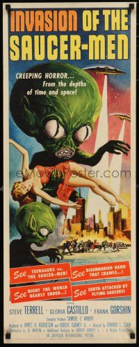 2y119 INVASION OF THE SAUCER MEN insert '57 classic Kallis art of cabbage head aliens & sexy girl!