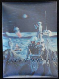 2y473 2001: A SPACE ODYSSEY lenticular 4x6 postcard '68 Kubrick, art of astronauts on moon!