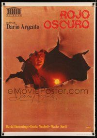 2y041 DEEP RED signed Spanish '76 by director Dario Argento, cool different image of David Hemmings!