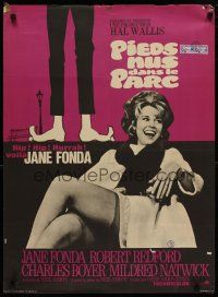 3a128 BAREFOOT IN THE PARK French 23x32 '67 art of Redford's feet & image sexy Jane Fonda!