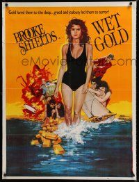 3a004 WET GOLD Pakistani '84 sexy different art of Brooke Shields in ocean, TV movie!