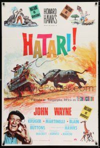 3a039 HATARI Spanish R70s Howard Hawks, great artwork images of John Wayne in Africa!