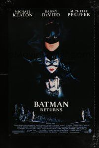 3b093 BATMAN RETURNS 1sh '92 Tim Burton, Michael Keaton, Danny DeVito, Michelle Pfeiffer!