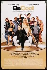 3b095 BE COOL DS 1sh '05 John Travolta, Uma Thurman, great image of top cast on gold record!