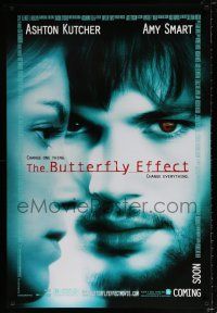 3b141 BUTTERFLY EFFECT advance DS 1sh '04 Ashton Kutcher & Amy Smart in sci-fi thriller!