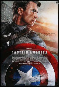 3b143 CAPTAIN AMERICA: THE FIRST AVENGER advance DS 1sh '11 Chris Evans as the Marvel Comics hero!