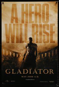 3b300 GLADIATOR teaser DS 1sh '00 Ridley Scott, cool image of Russell Crowe in the Coliseum!