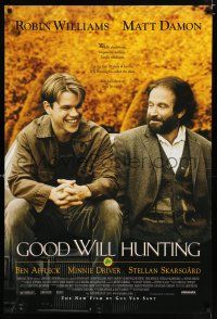 3b317 GOOD WILL HUNTING DS 1sh '97 great image of smiling Matt Damon & Robin Williams!