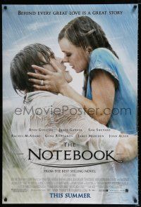 3b534 NOTEBOOK advance DS 1sh '04 huge romantic close up of Ryan Gosling & Rachel McAdams!