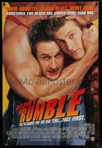 3b606 READY TO RUMBLE 1sh '00 David Arquette & Oliver Platt in headlock by wrestler!