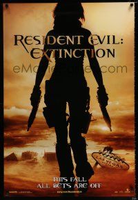 3b617 RESIDENT EVIL: EXTINCTION teaser 1sh '07 silhouette of zombie killer Milla Jovovich!