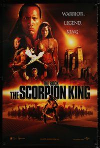 3b655 SCORPION KING int'l teaser DS 1sh '02 The Rock is a warrior, legend, king, Kelly Hu!