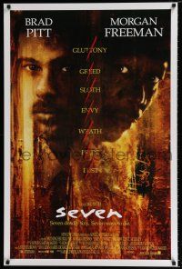 3b662 SEVEN 1sh '95 David Fincher, Morgan Freeman, Brad Pitt, deadly sins!