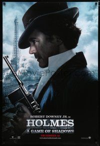 3b674 SHERLOCK HOLMES: A GAME OF SHADOWS teaser DS 1sh '11 Robert Downey Jr in title role w/Mauser!
