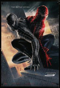 3b695 SPIDER-MAN 3 within black/red style textured teaser DS 1sh '07 Tobey Maguire in costume!