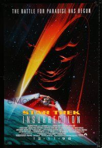 3b708 STAR TREK: INSURRECTION advance 1sh '98 Patrick Stewart as Capt Jean-Luc Picard, cool art!