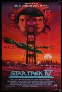 3b703 STAR TREK IV 1sh '86 art of Leonard Nimoy, Shatner & Klingon Bird-of-Prey by Bob Peak!