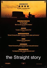 3b719 STRAIGHT STORY reviews 1sh '99 David Lynch, Walt Disney, riding lawnmower & sunset!