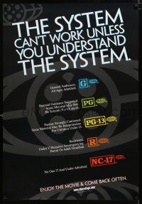 3b730 SYSTEM CAN'T WORK UNLESS YOU UNDERSTAND THE SYSTEM 1sh '00 MPAA rating guide!
