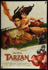 3b738 TARZAN advance DS 1sh '99 cool Walt Disney jungle cartoon, from Edgar Rice Burroughs story!