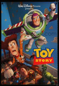 3b761 TOY STORY DS 1sh '95 Disney & Pixar cartoon, great image of Buzz & Woody flying!