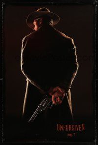 3b788 UNFORGIVEN dated teaser 1sh '92 classic image of gunslinger Clint Eastwood w/back turned!