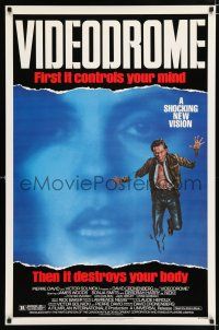 3b795 VIDEODROME 1sh '83 David Cronenberg, James Woods, huge c/u of Debbie Harry, sci-fi!