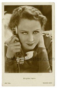 3c026 BRIGITTE HELM German Ross postcard '20s close up talking on cool deco telephone!
