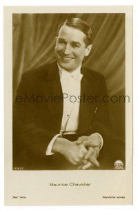 3c040 MAURICE CHEVALIER German Ross postcard '30s smiling close up wearing tuxedo & bow tie!