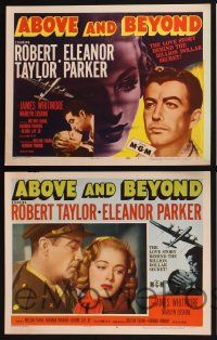 3d045 ABOVE & BEYOND 8 LCs '52 Robert Taylor & Eleanor Parker, love story w/ billion dollar secret!