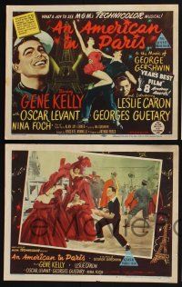 3d003 AMERICAN IN PARIS 8 LCs '51 dancer Gene Kelly, sexy Leslie Caron, Nina Foch & Oscar Levant!