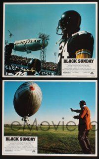 3d088 BLACK SUNDAY 8 LCs '77 Frankenheimer, Goodyear zeppelin disaster at the Super Bowl!