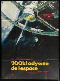 3e324 2001: A SPACE ODYSSEY French 1p R70s Stanley Kubrick, art of space wheel by Bob McCall!
