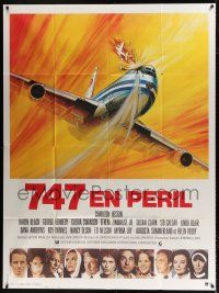 3e330 AIRPORT 1975 French 1p '74 Charlton Heston, Karen Black & cast + aviation accident art!