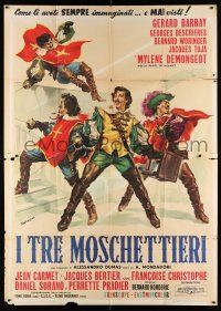 3e030 FIGHTING MUSKETEERS Italian 2p '61 different art of D'Artagnan & swashbucklers by Rene!
