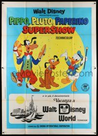 3e039 GOOFY, PLUTO & DONALD DUCK SUPERSHOW Italian 2p '73 art of the famous Disney characters!