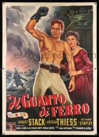 3e051 IRON GLOVE Italian 2p '54 Capitani art of Robert Stack wielding the fist all Europe feared!