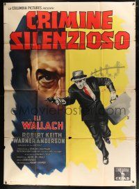 3e057 LINEUP Italian 2p '58 Don Siegel classic film noir, Bat art of Eli Wallach running with gun!