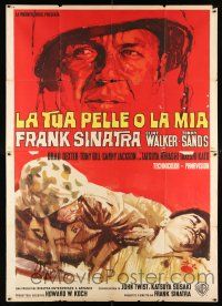 3e072 NONE BUT THE BRAVE Italian 2p '65 Frank Sinatra, different Parmigiani/Dell'orco WWII art!