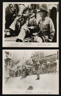 3f455 ENEMY BELOW 2 8x10 stills R61 Robert Mitchum in the U.S. Navy, guys jumping off ship!