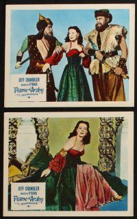 3f673 FLAME OF ARABY 8 color English FOH LCs '51 sexy Maureen O'Hara & Jeff Chandler!