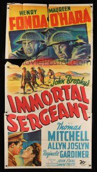 3g756 IMMORTAL SERGEANT 3sh '43 cool Fox stone litho of Canadian Henry Fonda in WWII Africa!
