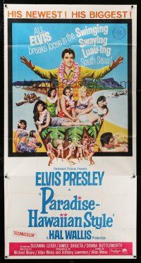 3g850 PARADISE - HAWAIIAN STYLE 3sh '66 Elvis Presley on the beach with sexy tropical babes!