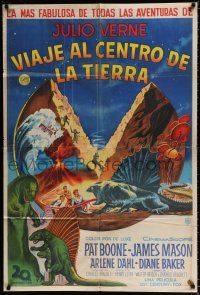 3g125 JOURNEY TO THE CENTER OF THE EARTH Argentinean '59 Jules Verne, great sci-fi monster art!