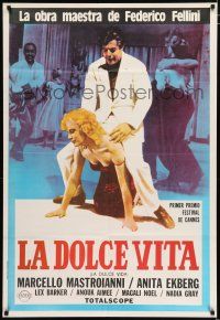 3g131 LA DOLCE VITA Argentinean R80s Fellini, image of Mastroianni astride Franca Pasut!