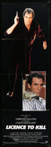 3g068 LICENCE TO KILL door panel '89 Timothy Dalton as James Bond & villain Robert Davi!