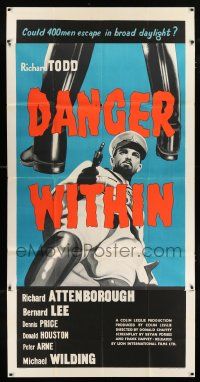 3g012 DANGER WITHIN English 3sh '59 World War II POW Richard Attenborough, could 400 men escape!