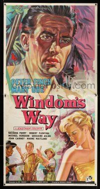 3g030 WINDOM'S WAY English 3sh '58 great artwork of Peter Finch & Mary Ure in the jungle!