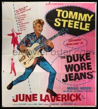 3g003 DUKE WORE JEANS English 6sh '58 great full-length art of Tommy Steel playing guitar!